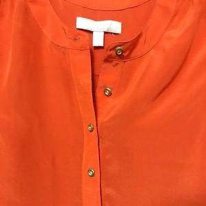 Vibrant orange sleeveless 100% silk blouse